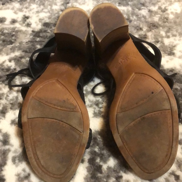 Black suede lace up heeled sandals - Picture 6 of 8